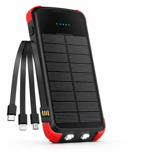 Solar-Powered High-Capacity Power Bank (Integrated Multi-Charging Cables & Jump Starter)