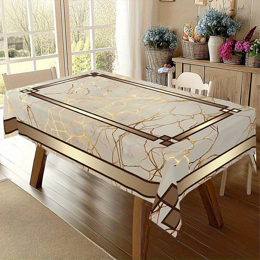 LuxeGuard Marble-Effect Tablecloth