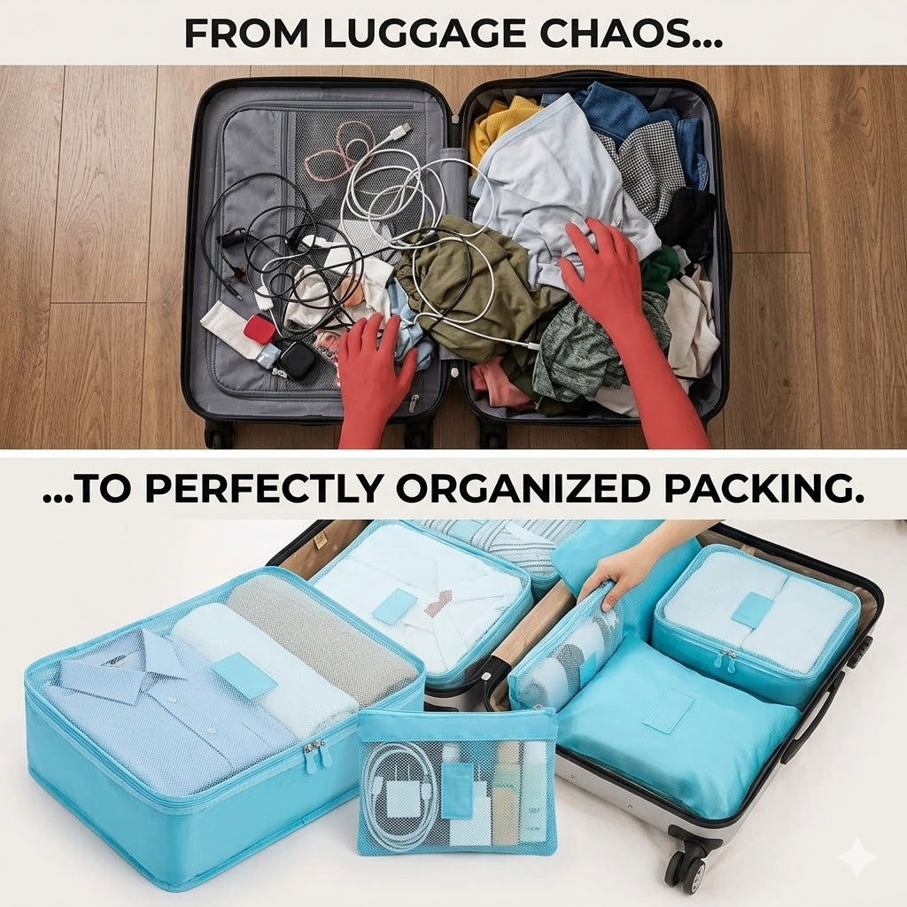 Suitcase Organizer Set with 6 Packing Pouches