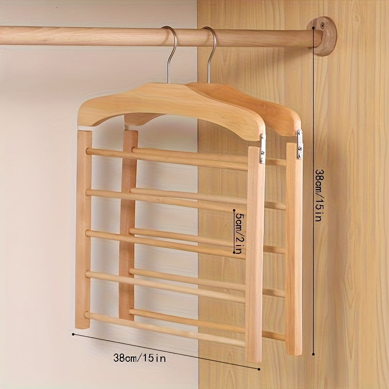 Wooden Pants Hangers Multi-Layer Set of 2