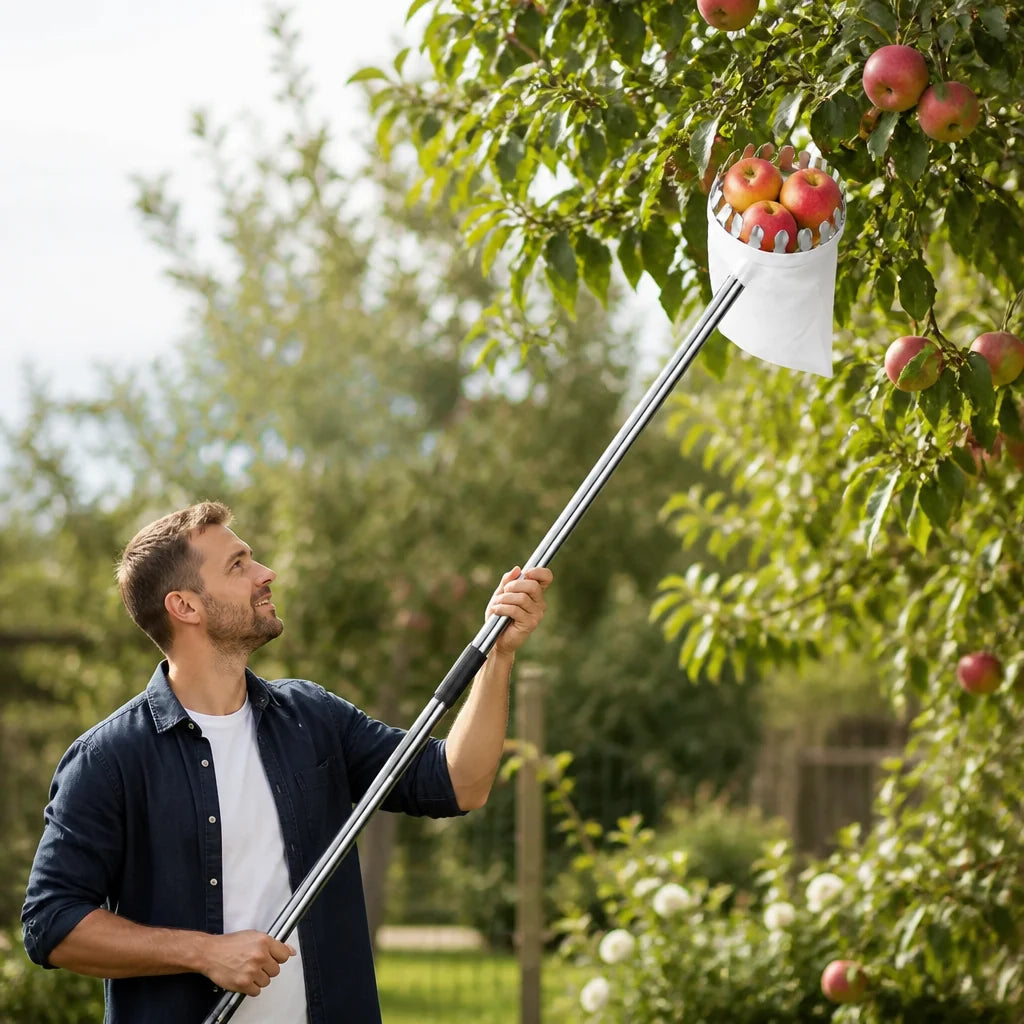 Telescopic Fruit Picker made of Stainless Steel (4 m Reach)