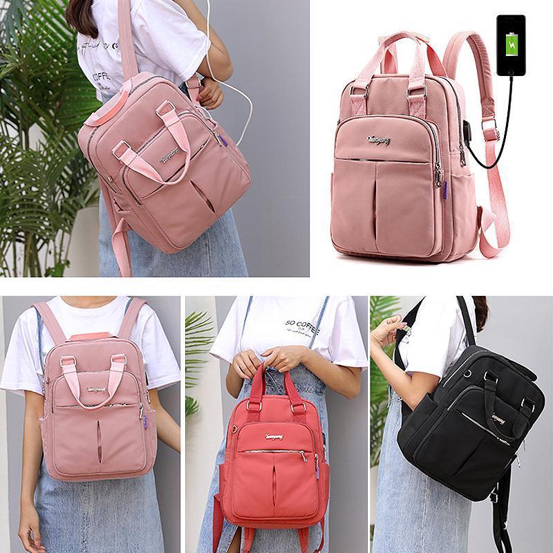 Oxford Rucksack with USB Charging Port, Water-Resistant