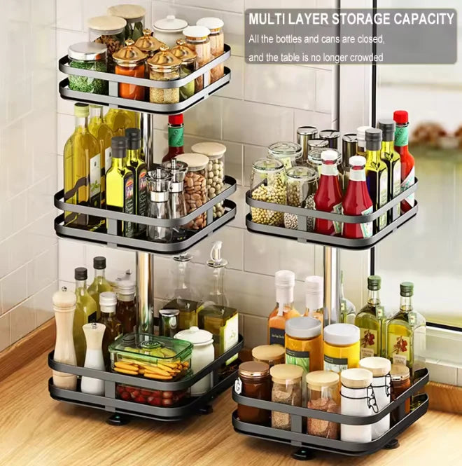 3-tier Rotating Metal Spice Rack