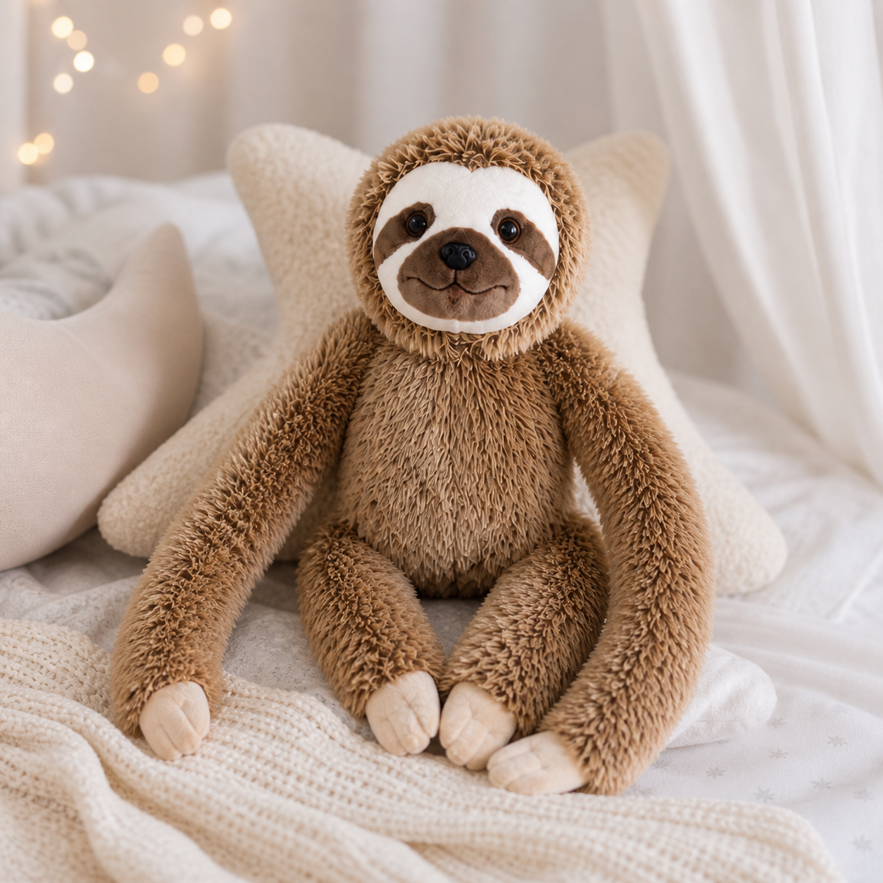 Sloth Plush Toy with Velcro Fasteners