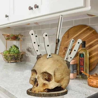 Skull Knife Holder – Gothic Kitchen Decor