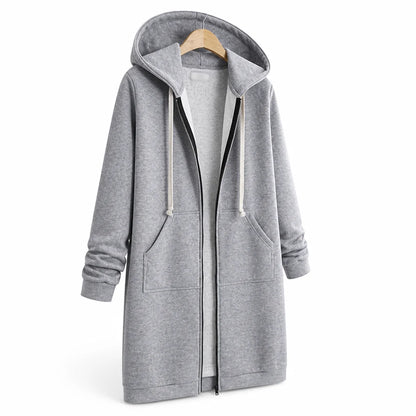 Cotton Blend Fleece Zip-Up Hoodie Tunic