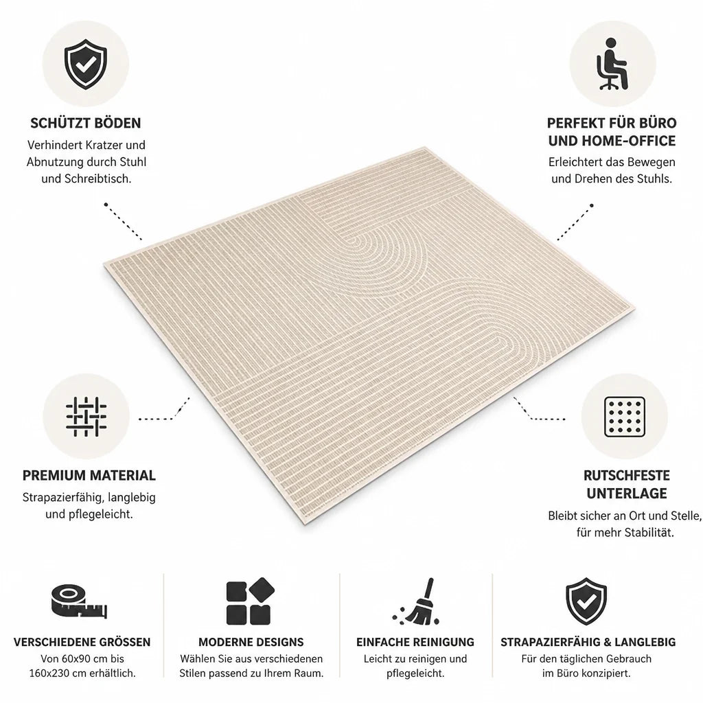 Non-slip modern floor mat for desk & chair