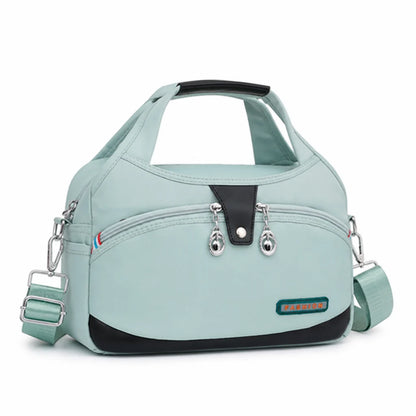 Anti-theft waterproof nylon crossbody bag with multiple zippers