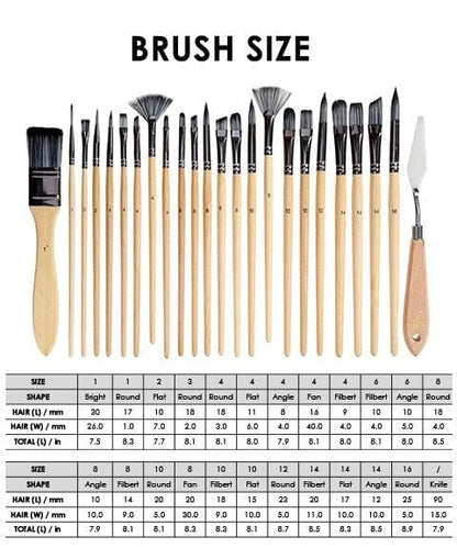 24-piece Brush Set with Roll Case and Palette Knife