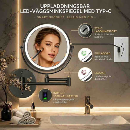 Wall Mirror with LED Lighting and Magnification