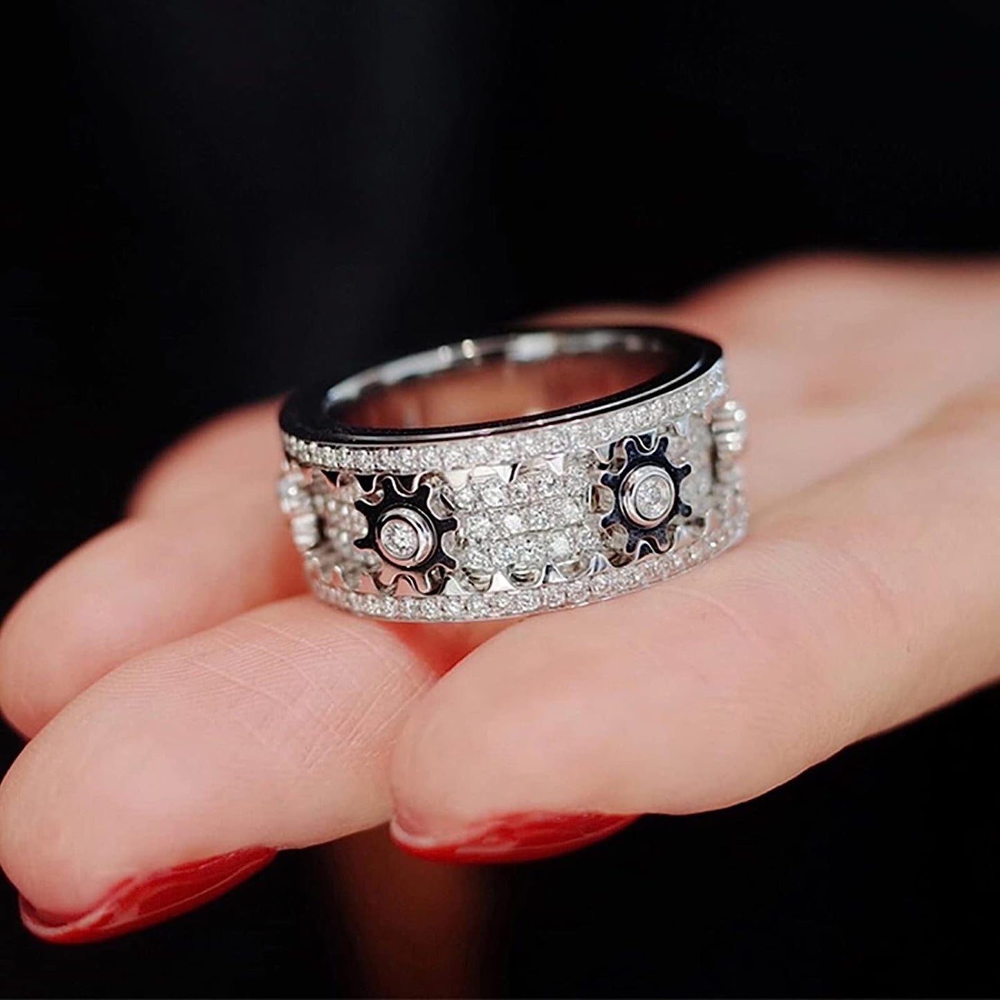 Spinning Gear Ring Stainless Steel Fidget Ring
