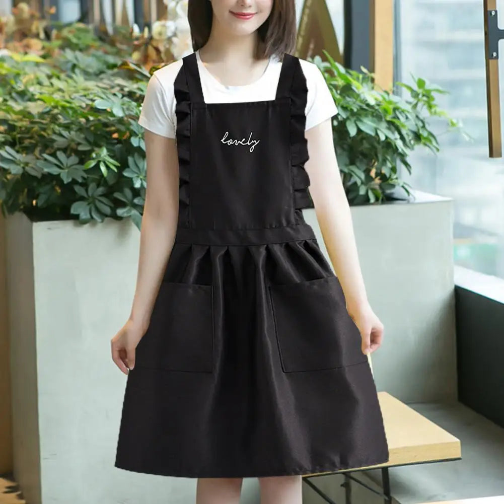Water-Repellent Women's Apron with Floral Pattern