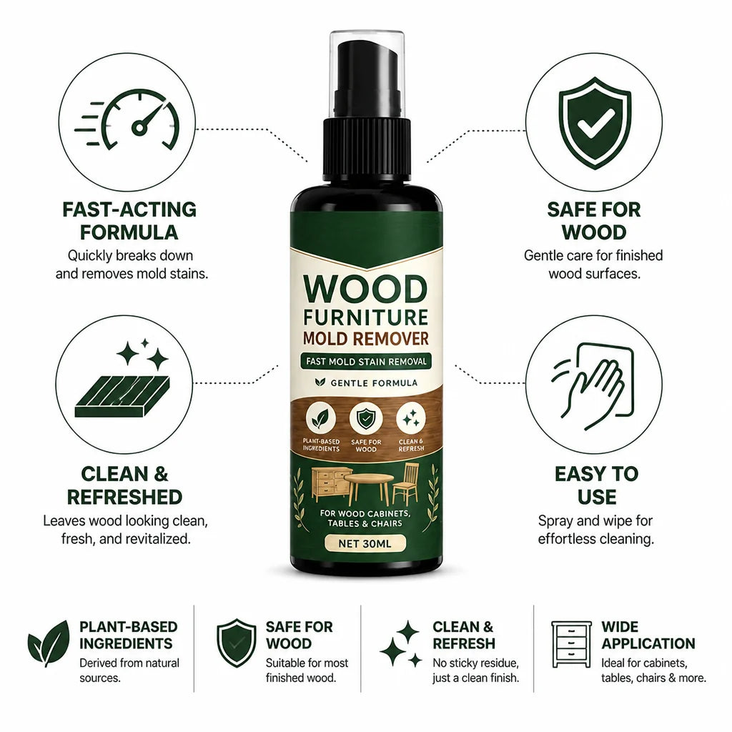 Fast-acting, wood-safe mold removal spray