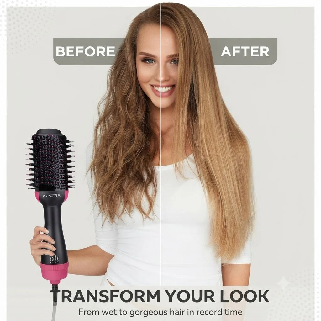 2-in-1 Hair Dryer Brush with Negative Ion Technology