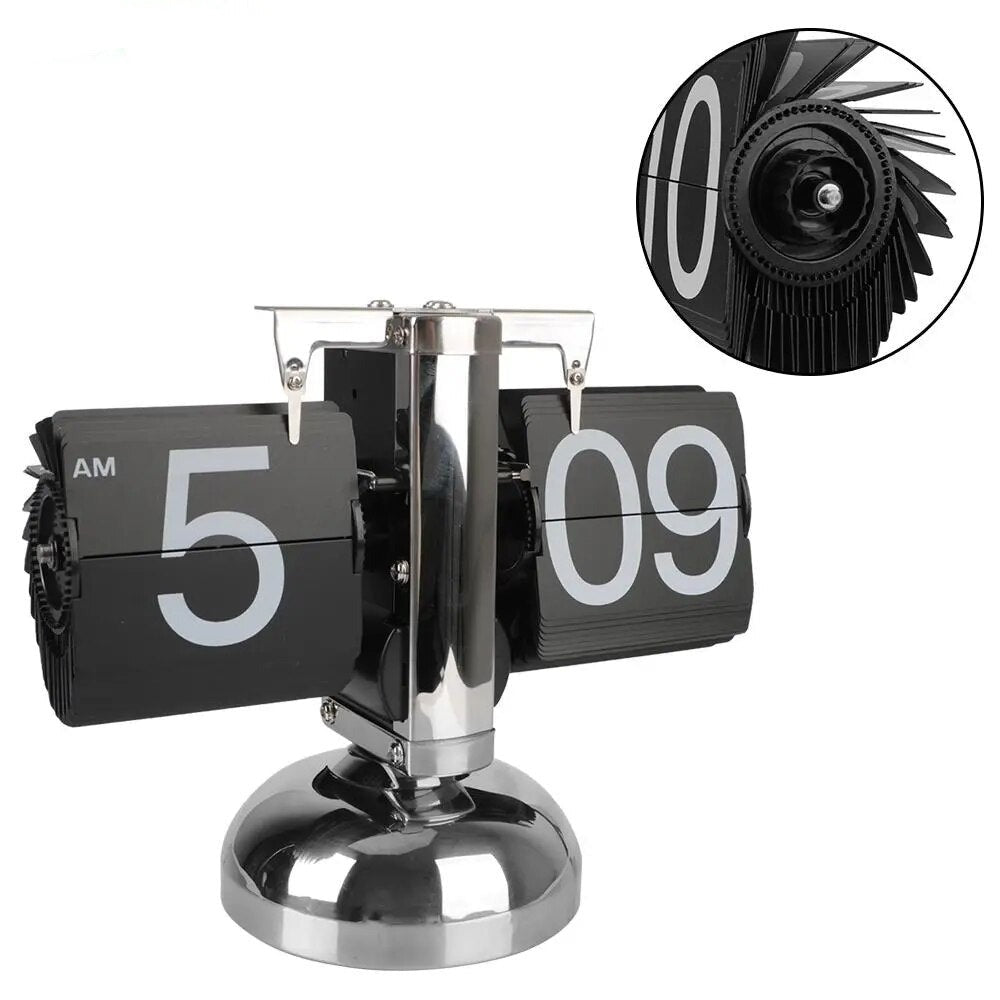 Retro flip clock with automatic rotating element