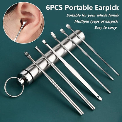Ear Cleaner Set 6-Piece with Keychain Case