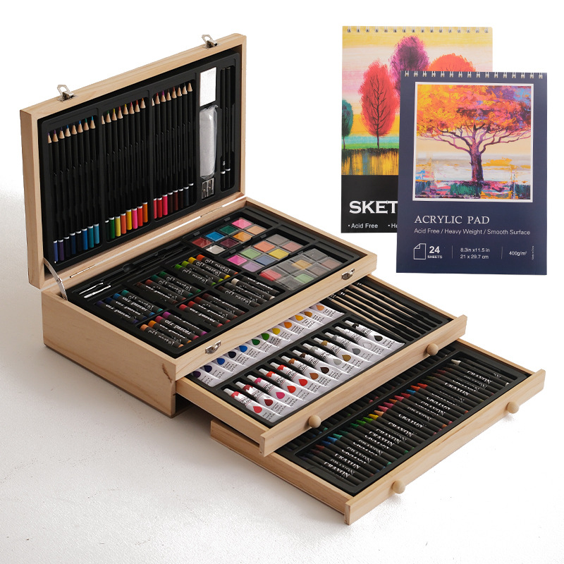175-piece artist set in wooden box