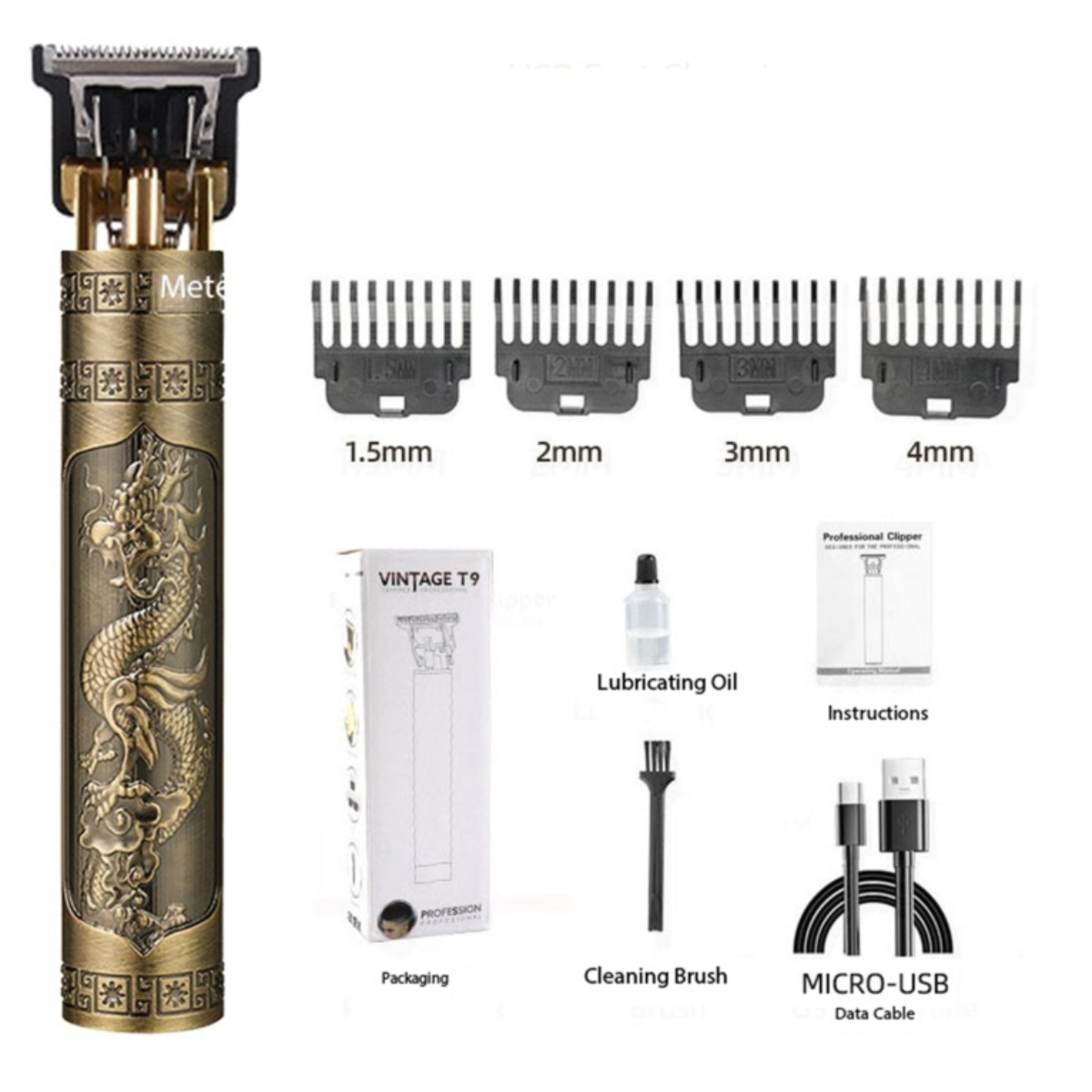 Professional Hair Clipper with Carbon Steel T-Blade