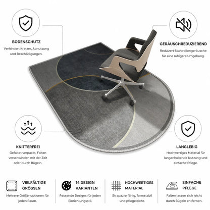 Crease-free, noise-reducing printed floor protection mat for office chairs