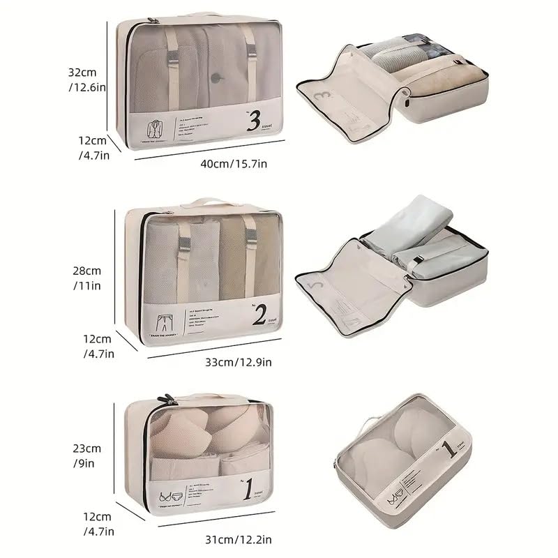 7-piece suitcase organizer set water-repellent