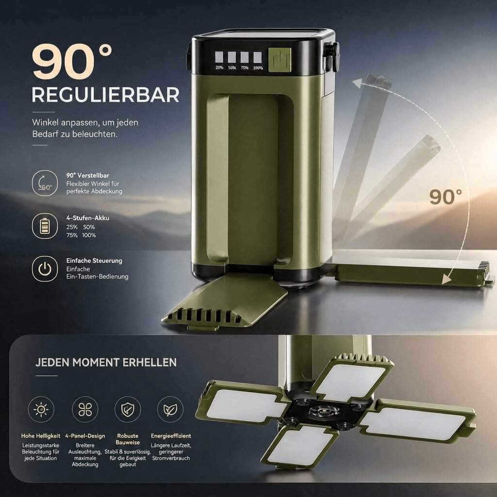 Foldable Solar Camping Lamp with Power Bank