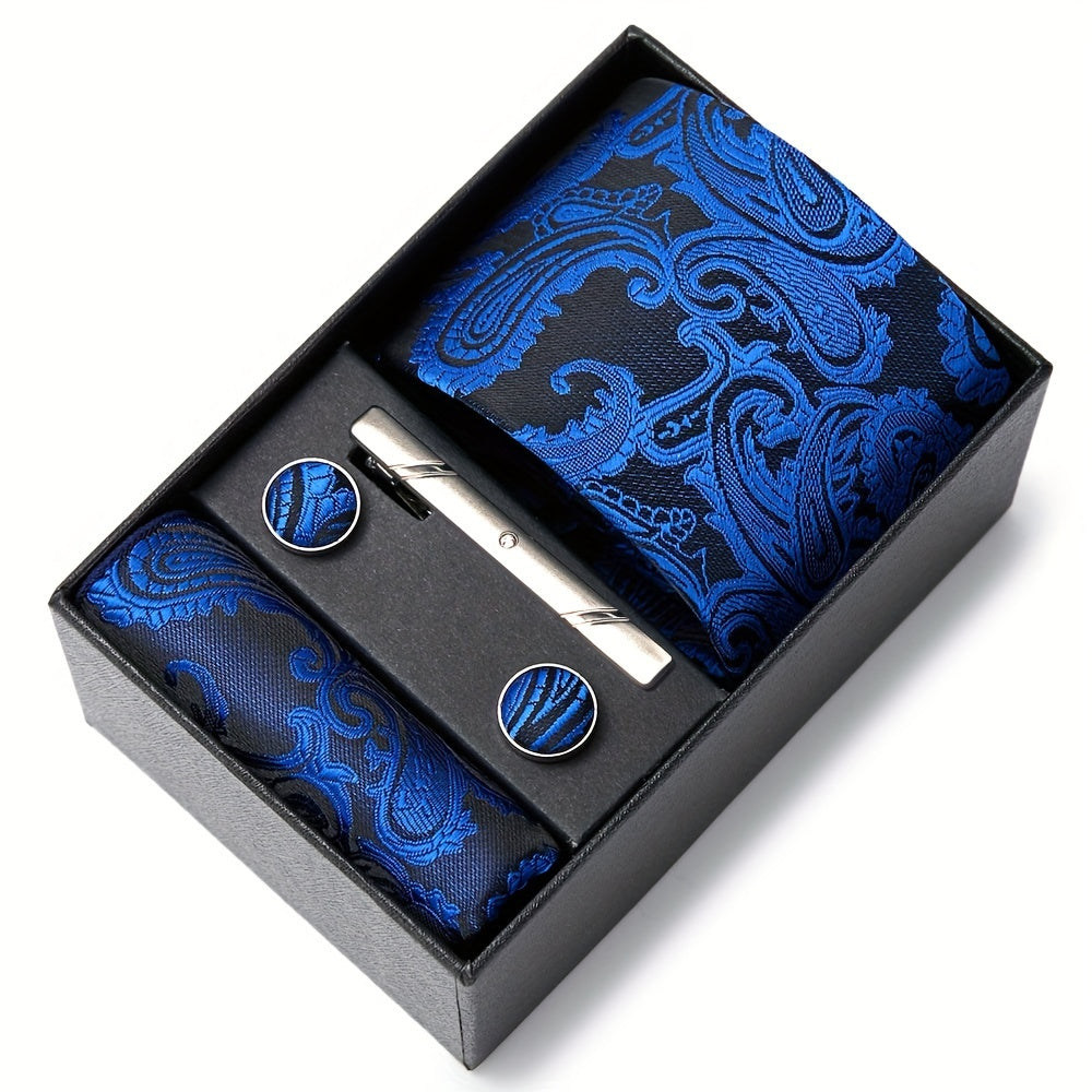 Men's Paisley Tie Set with Pocket Square & Cufflinks