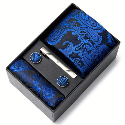 Men's Paisley Tie Set with Pocket Square & Cufflinks