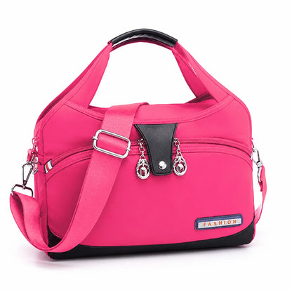 Anti-theft waterproof nylon crossbody bag with multiple zippers