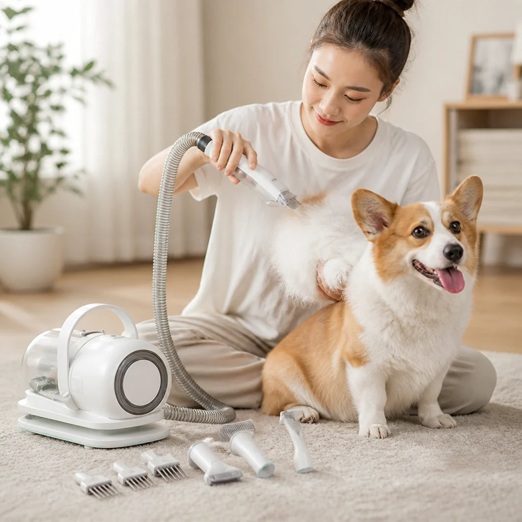 9000Pa Suction Power Portable Dog Hair Trimmer Set (1000ml Dust Container)