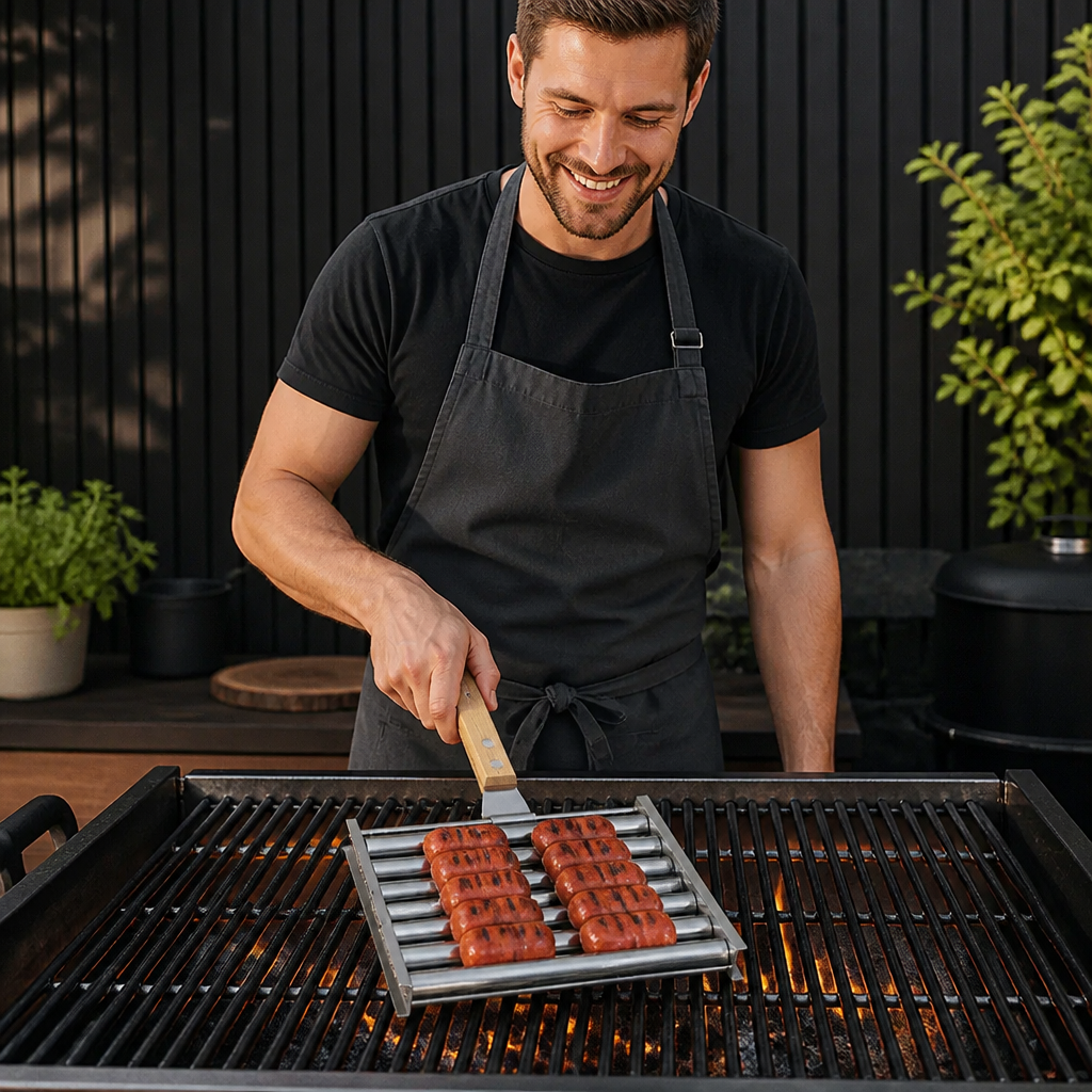 Stainless Steel Sausage Holder Rollable Grill Attachment