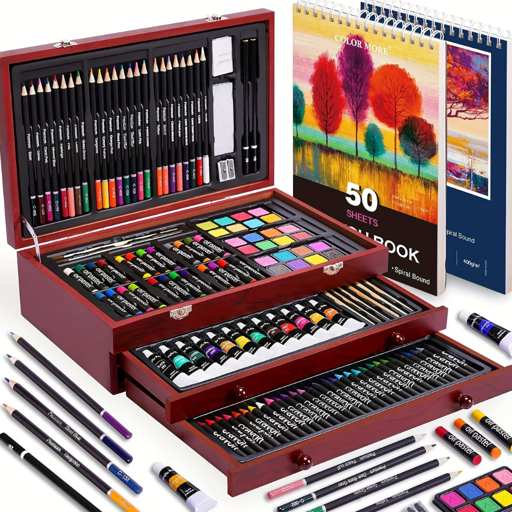 175-piece artist set in wooden box