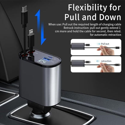 4-in-1 Retractable Car Charger with Fast Charging