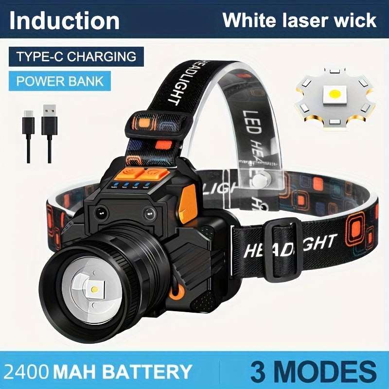 Headlamp with USB Battery 2400mAh