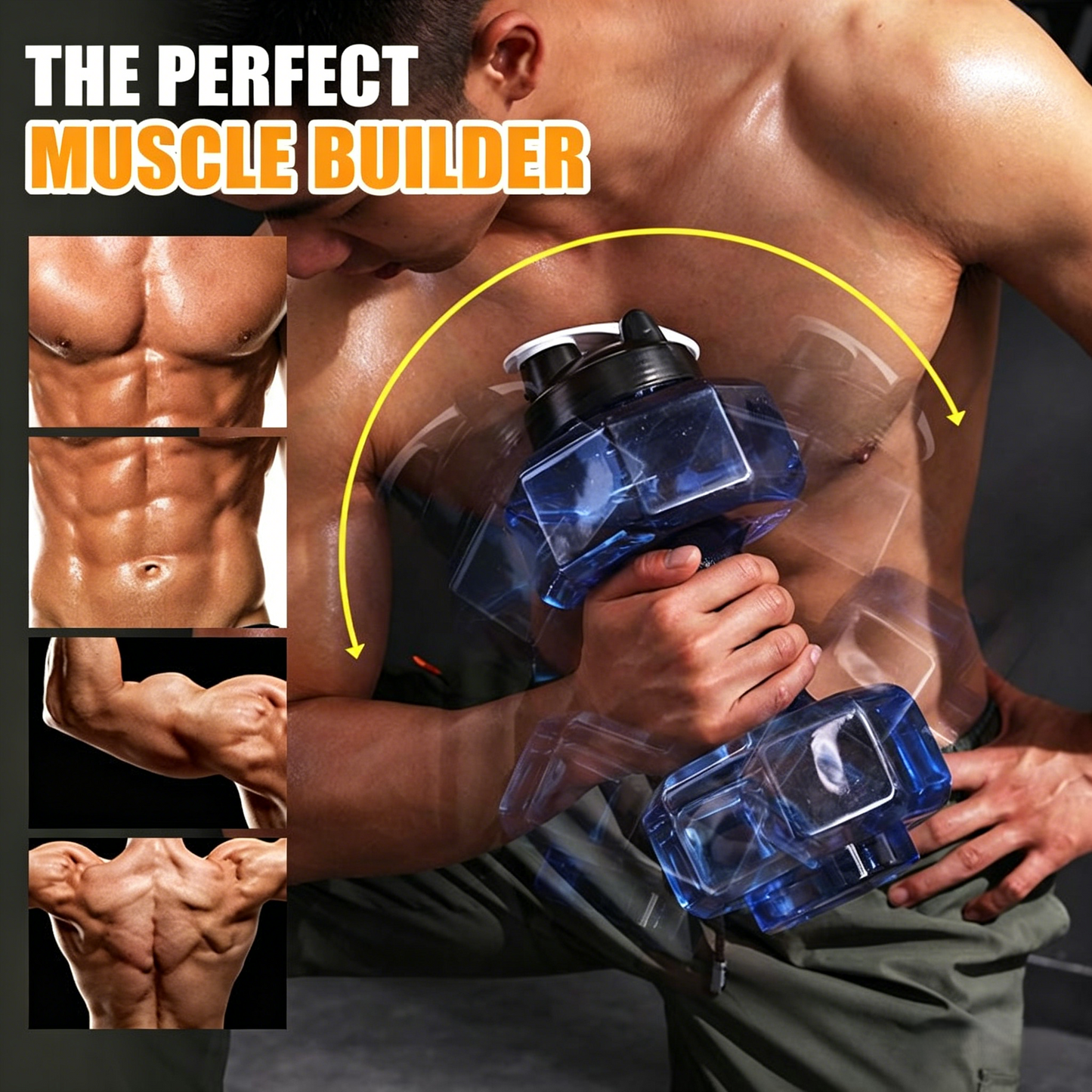 Dumbbell-shaped BPA-free drinking bottle with flip lid