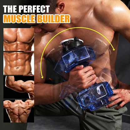 Dumbbell-shaped BPA-free drinking bottle with flip lid