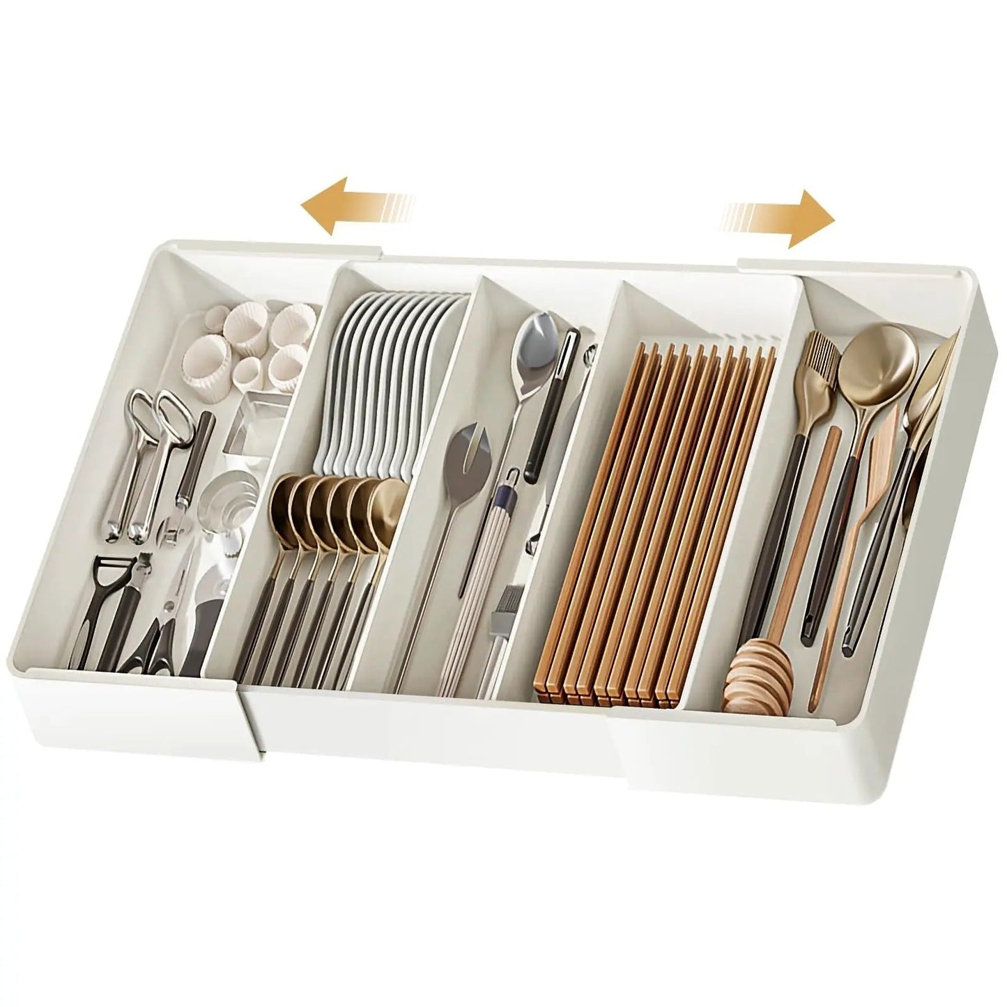 Expandable Drawer Organizer with Transparent Compartments