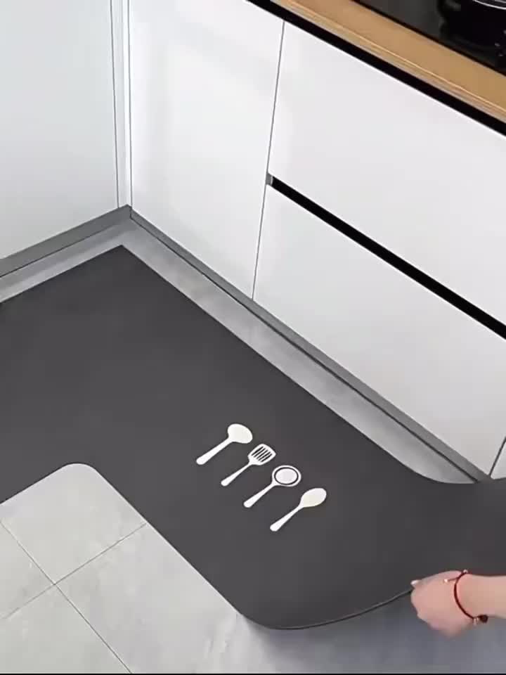 L-Shaped Kitchen Mat Non-Slip & Absorbent
