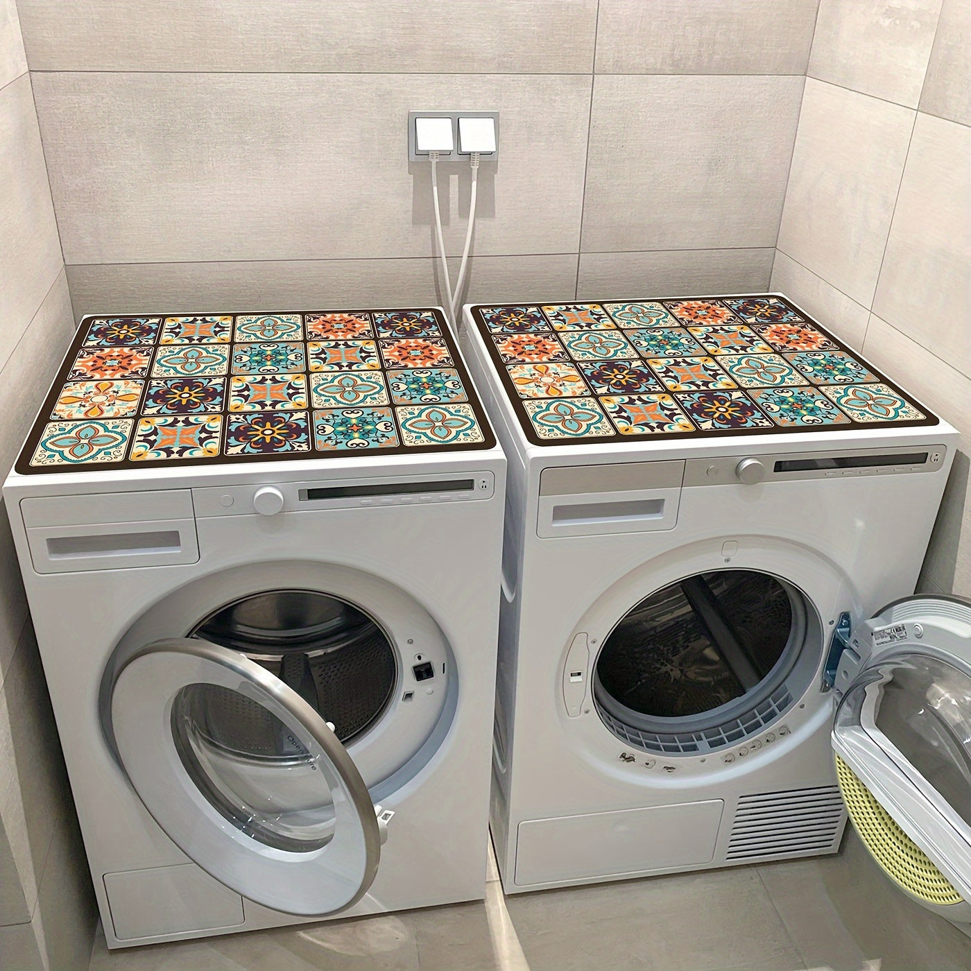 Washing Machine Cover Mat Retro Mosaic