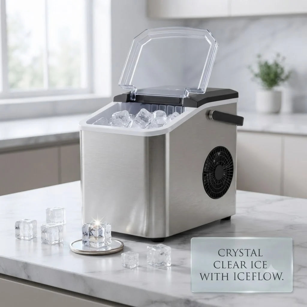 ICEFLOW Compact Ice Maker with Transparent Lid