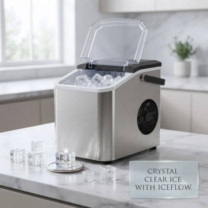 ICEFLOW Compact Ice Maker with Transparent Lid