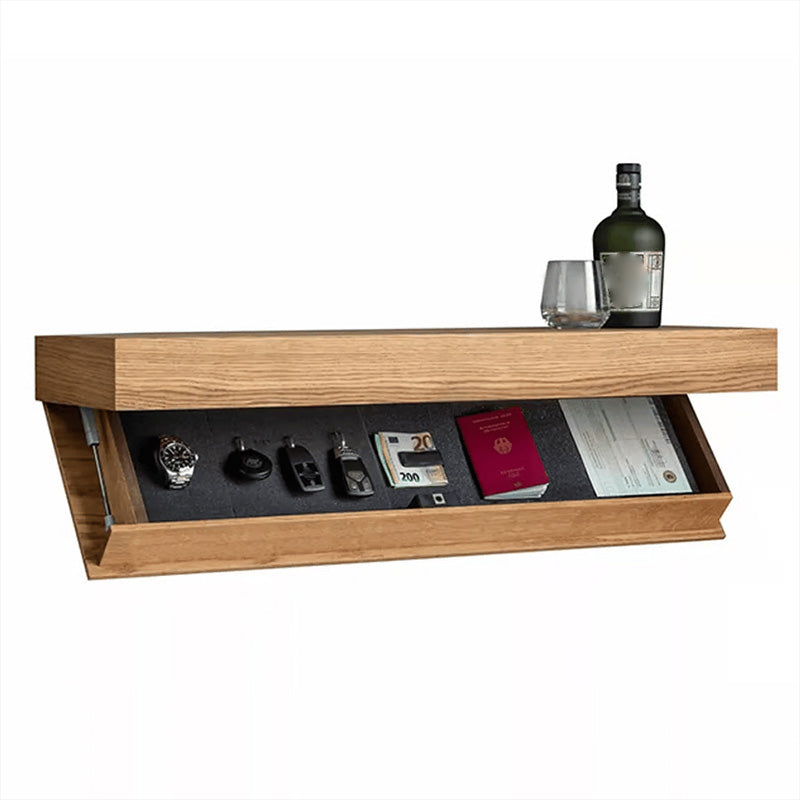 Wall shelf with secret compartment made of wood