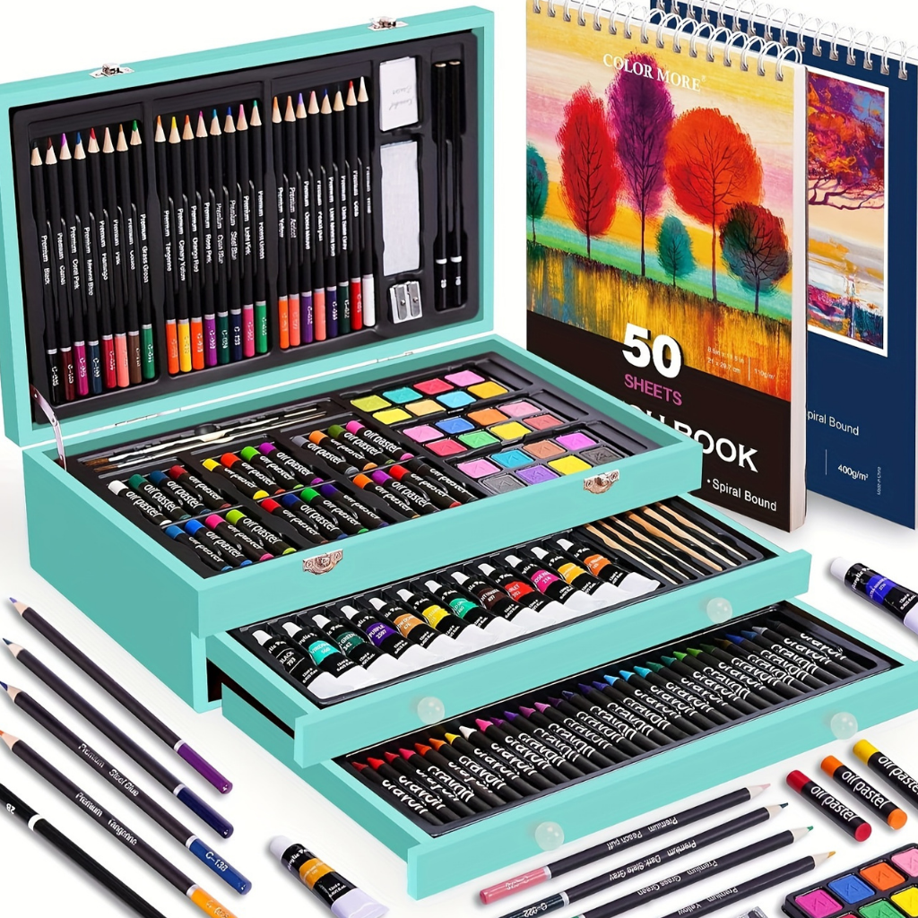 175-piece artist set in wooden box