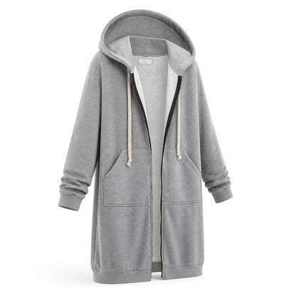 Cotton Blend Fleece Zip-Up Hoodie Tunic