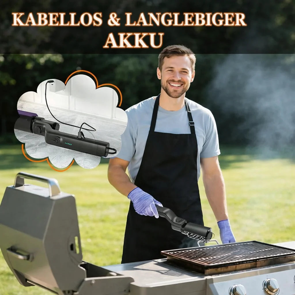 PowerBrush™ — Never scrub again, just relaxed, sparkling grills in minutes!