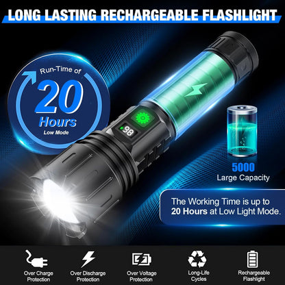 100,000 Lumen LED Tactical Torch with Powerbank