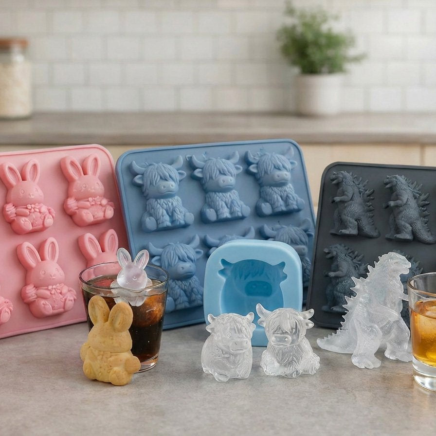 Highland Cow Ice Cube Mold 3D Silicone Ice Tray