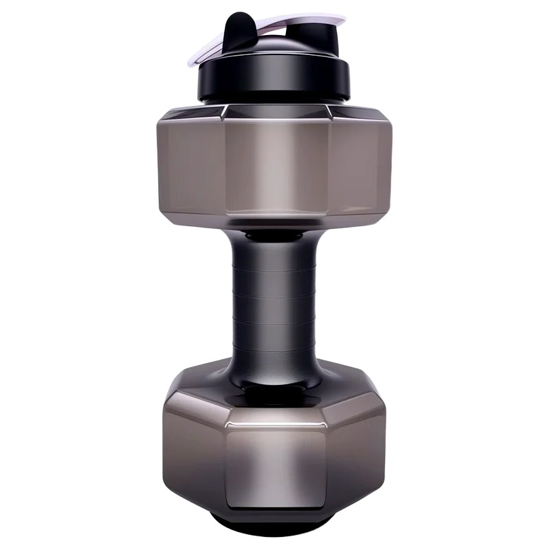 Dumbbell-shaped BPA-free drinking bottle with flip lid