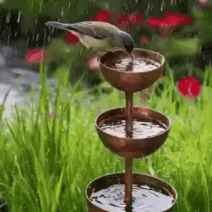 Bird Bath Garden Stake Copper Look 3 Bowls