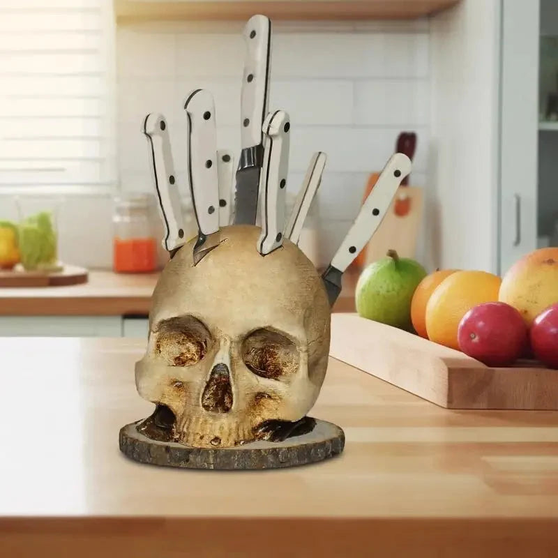 Skull Knife Holder – Gothic Kitchen Decor