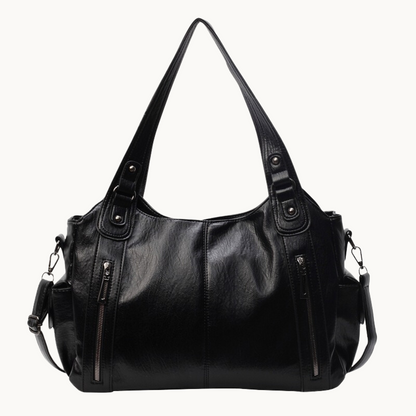 Faux Leather Tote Bag with Retro Design
